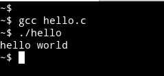executing helloworld in c