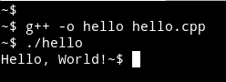 executing hello world program using g++ compiler